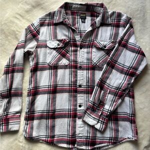 Unisex Volcom Kids Plaid Button Down Shirt - Red, Black, White